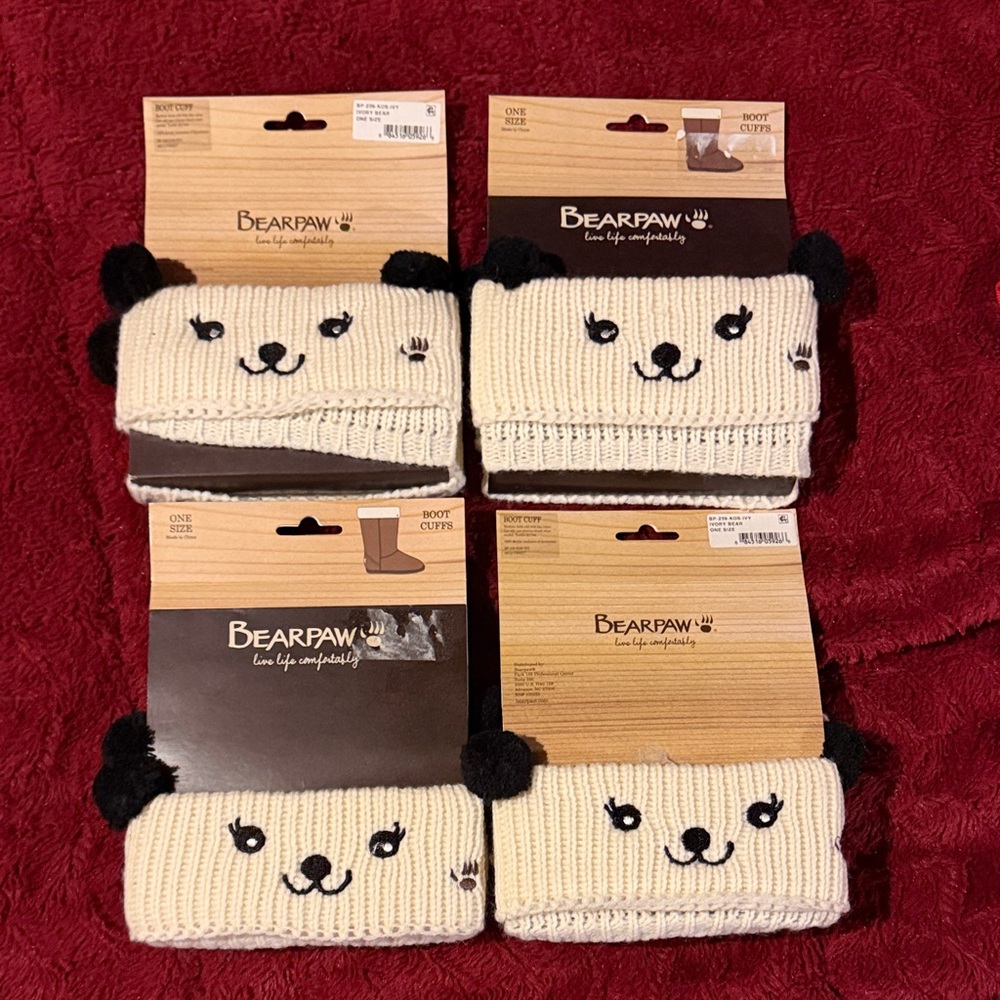 BearPaw Panda Boot Cuffs - White and Black